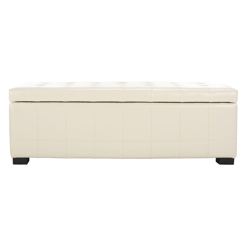 Kenlea Faux Leather Upholstered Storage Bench, Off-White