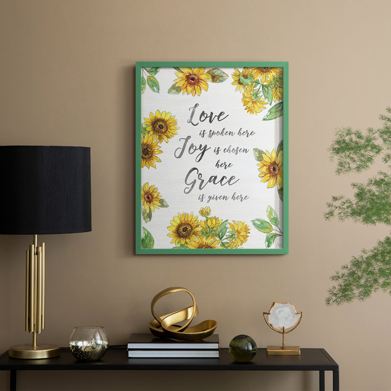 Grace Given Here Framed Print - Solid Wood, Green, 15" H x 12" W