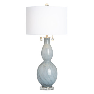 35.25" Crystal Table Lamp With White Shade