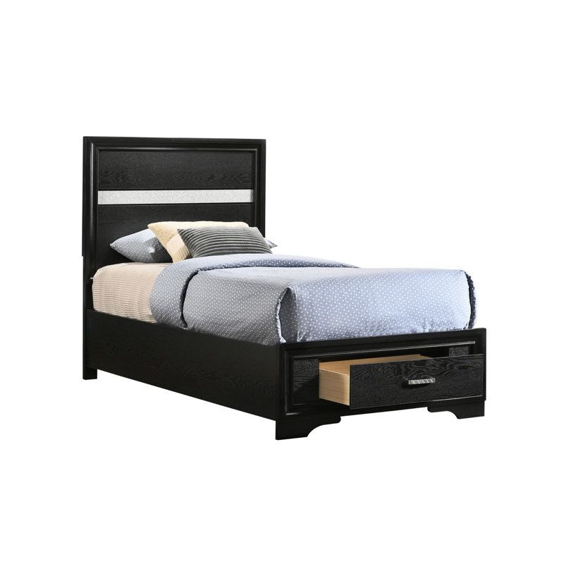 Lit avec rangement Deantown, Simple, Noir