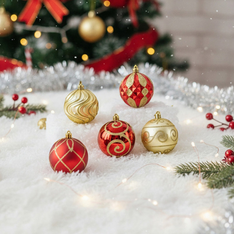6.1cm Other Ball Ornament, Red/Gold