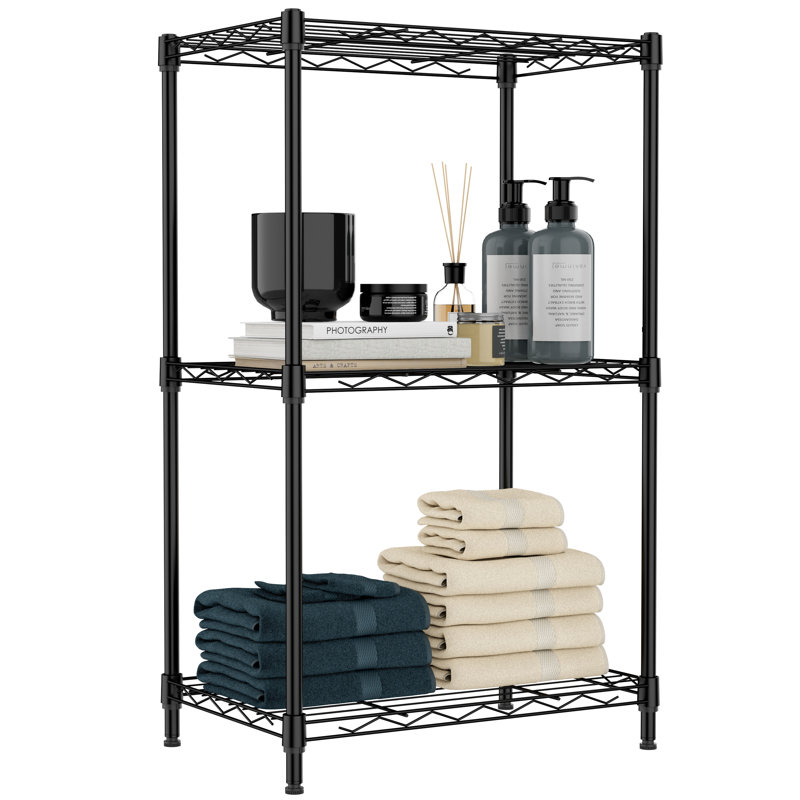 Étagère métallique à 3 niveaux de 18 po (45,7 cm) pour le rangement de la cuisine, du garde-manger, de la salle de bain, de la buanderie, du placard et des petits espaces.
