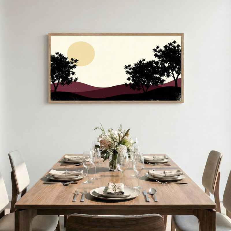 Tableau encadré sur toile représentant un paysage au coucher du soleil (1 pièce), 147 x 71 cm, 58 po x 28 po