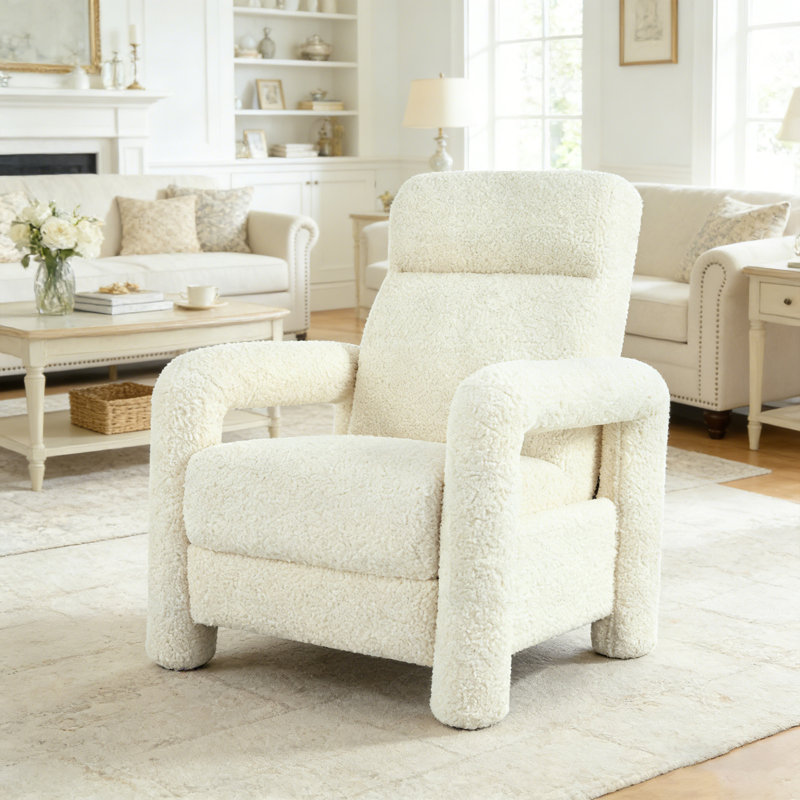 Fauteuil inclinable rembourré avec dossier à pression, Beige