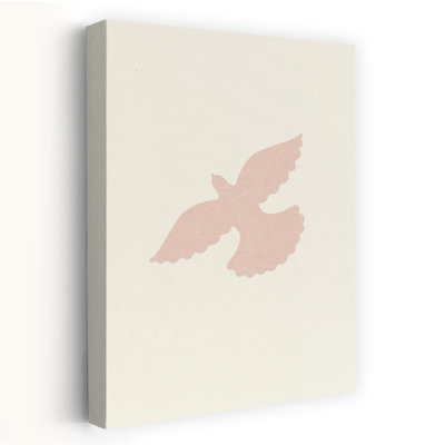 Pink Dove Flight Serene Tranquil Contemporary Bird Wall Art Print 1 Piece Wrapped Canvas Wall Art