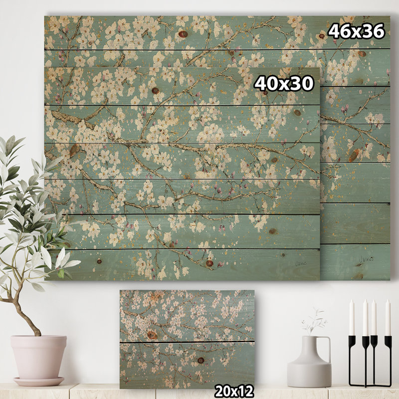 Arbre bleu d'avril - reproduction traditionnelle sur bois de pin naturel, H 20 po x l 20 po x P 1 po