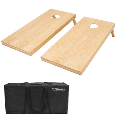 Ensemble de jeu de cornhole en bois massif 2 'x 4' avec étui de transport