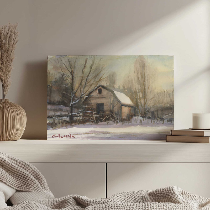 «Hazardville Barn» par Stephen Calcasola, reproduction d'art sur toile, H 12 po x l 16 po
