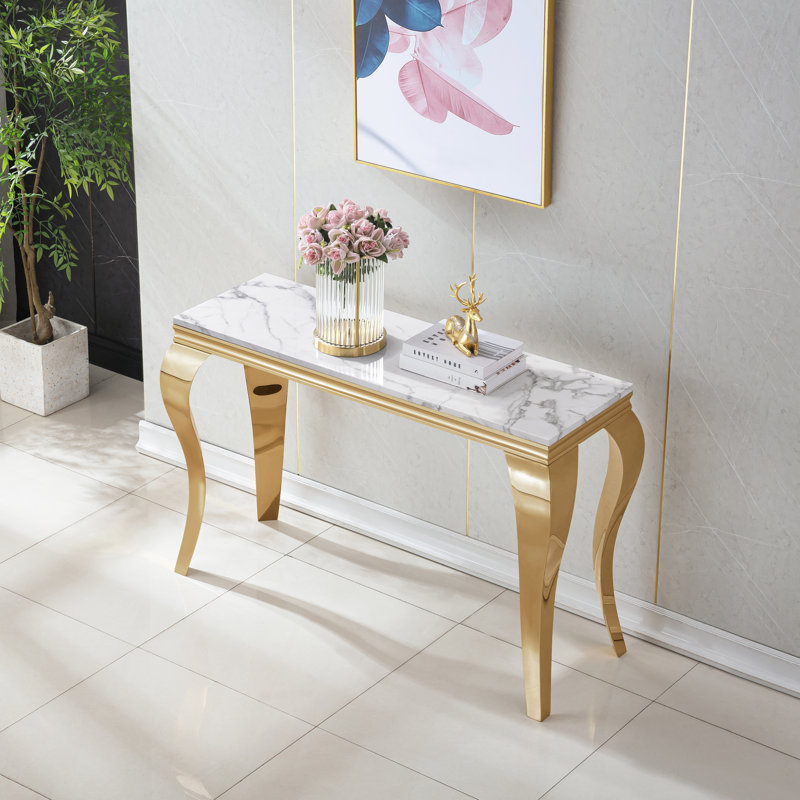 Ysella 46.85'' Console Table, Gold