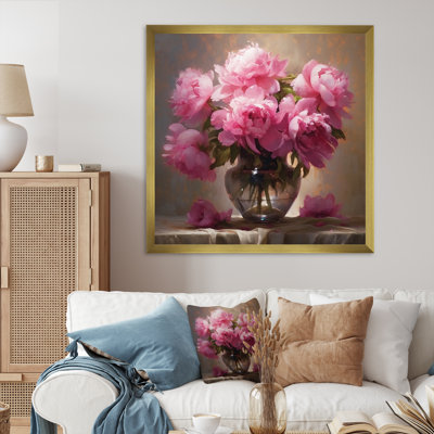 Pivoine rose verte captivante I sur toile