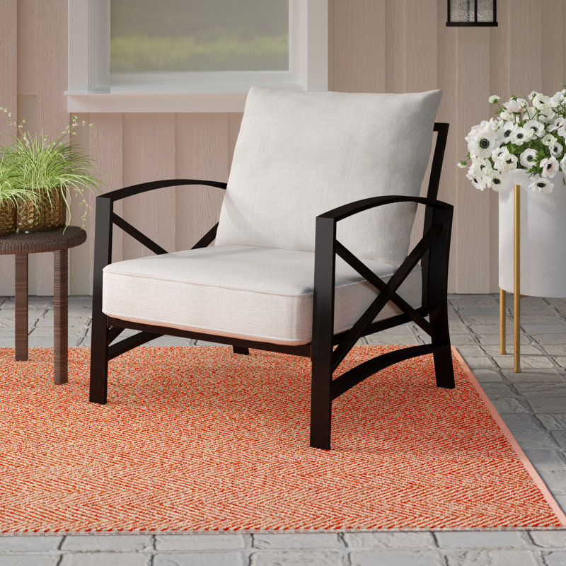 Chaise de patio avec coussins Mosier, Avoine, Bronze huilé