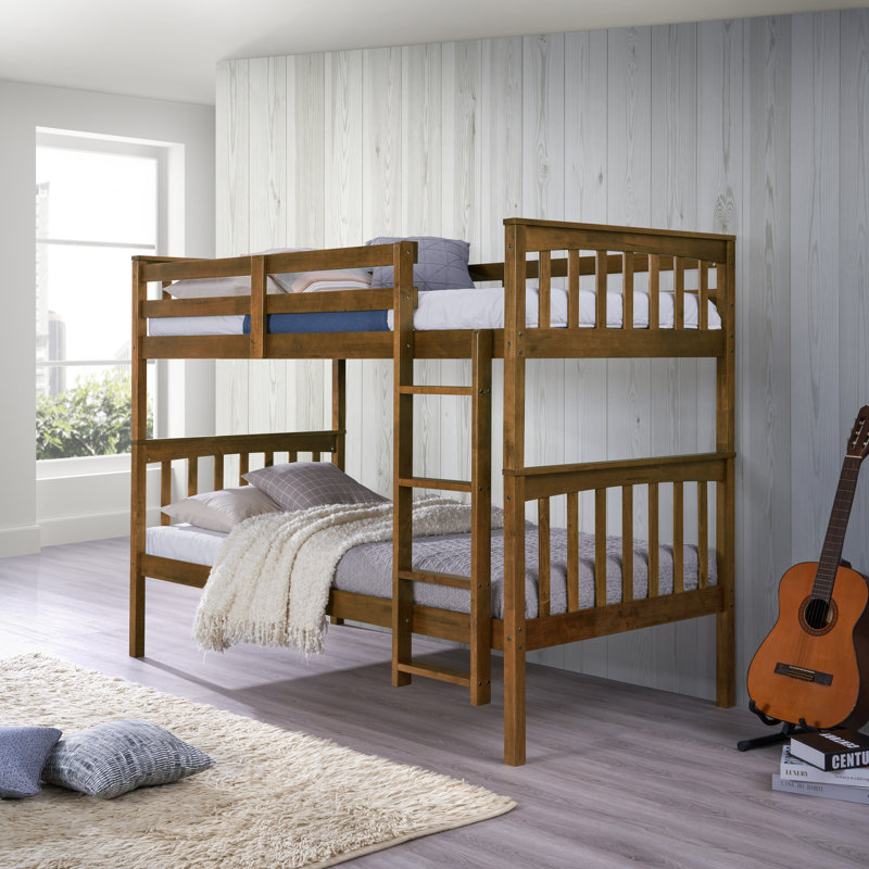 Javonne Kids Twin Over Twin Bunk Bed, Brown