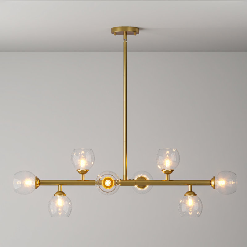 Lustre spoutnik linéaire de style Mid-Century à 8 lumières 39 "avec ampoules Ether de Ether, ampoules 3 couleurs incluses pour la salle à manger et la cuisine Ether