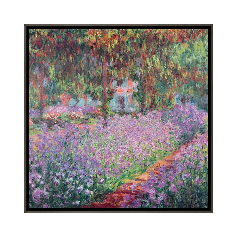 The Artist's Garden At Giverny, 1900 by Claude Monet - Painting, 18" H x 18" W x 1.5" D, Dark Rustic Wood Frame, No Mat
