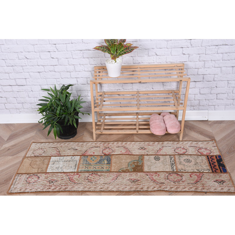 Tapis de couloir en patchwork de teinture naturelle fabriqué à la main en teinture naturelle, idéal pour la décoration de vestibule et le style de vie écologique