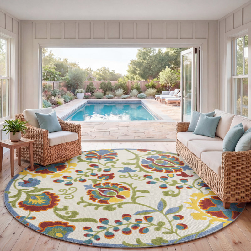 Richana Floral Indoor Rug, Round 7'10"
