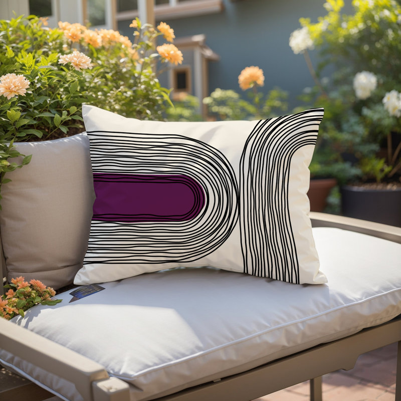 Cassie Abstract Outdoor Reversible Throw Pillow, Purple, 14"H x 20"W