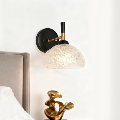 1-Light Wall Sconce Bath Vanity Light with Waterfall Art Glass