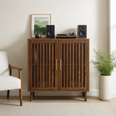 Buffet 31,5 "Modern Farmhouse Buffet, crédence de rangement en bois et café
