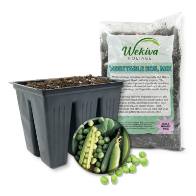 Frosty Pea Seed Starter Kit - Pea Seeds with Tray Line and Half Quart Vegetable Soil Mix - Grow Your Own Vegetables