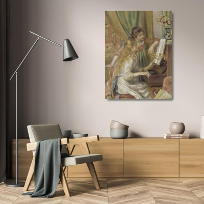 "Jeunes filles au piano" par Pierre-Auguste Renoir - Art mural sur toile tendue avec châssis