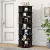 23.6'' Rotating Shoe Rack Tower, 7-Tier Spinning Shoe Shelf With 5 Grids Per Layer, Display Rack, 360° Revolving Shoe Carousel Closet Organizer For Entryway, Living Room