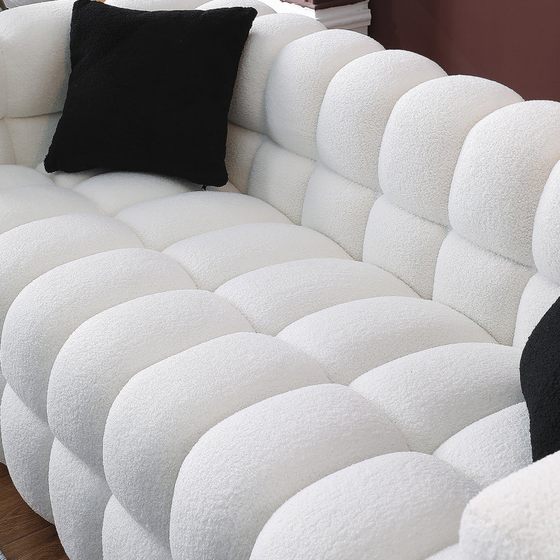 Luxueux canapé Marshmallow Boucle avec coussins moelleux, pour plus de confort et de style dans n'importe quel salon, Blanc