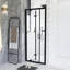 Porte de douche pivotante pliante à cadre double 30 po x 72 po, porte de douche pliante compacte, verre trempé transparent de 1/4 po avec poignée en acier inoxydable, noir mat