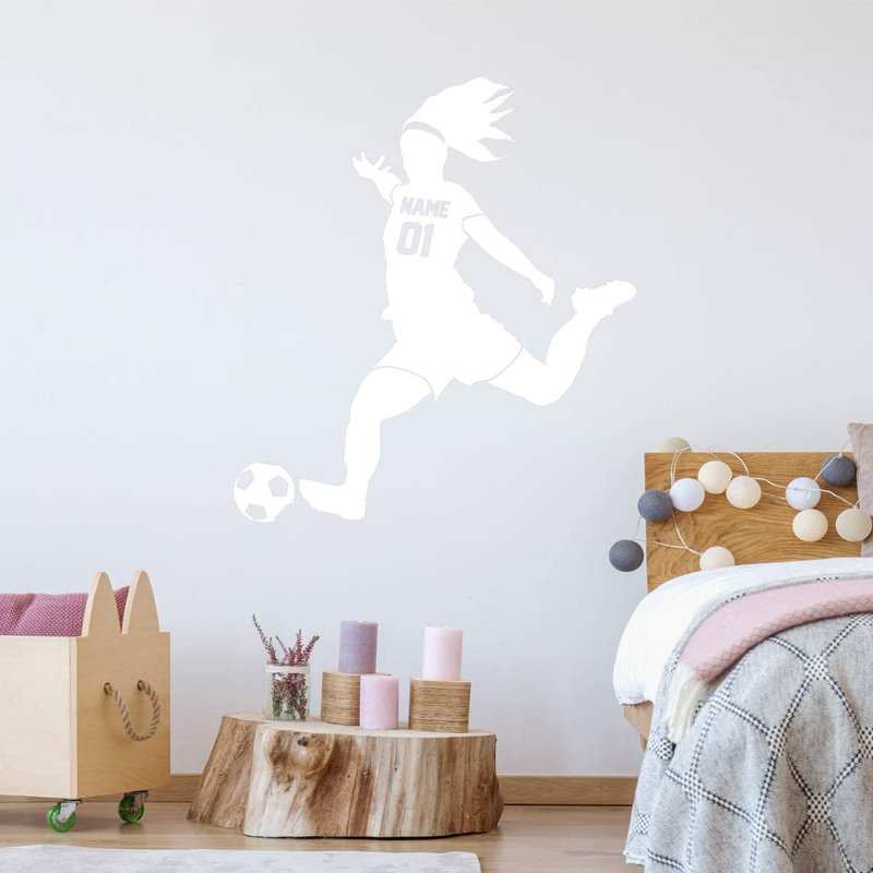 Adhésif décoratif footballeur, H 26 po x l 23 po, Blanc