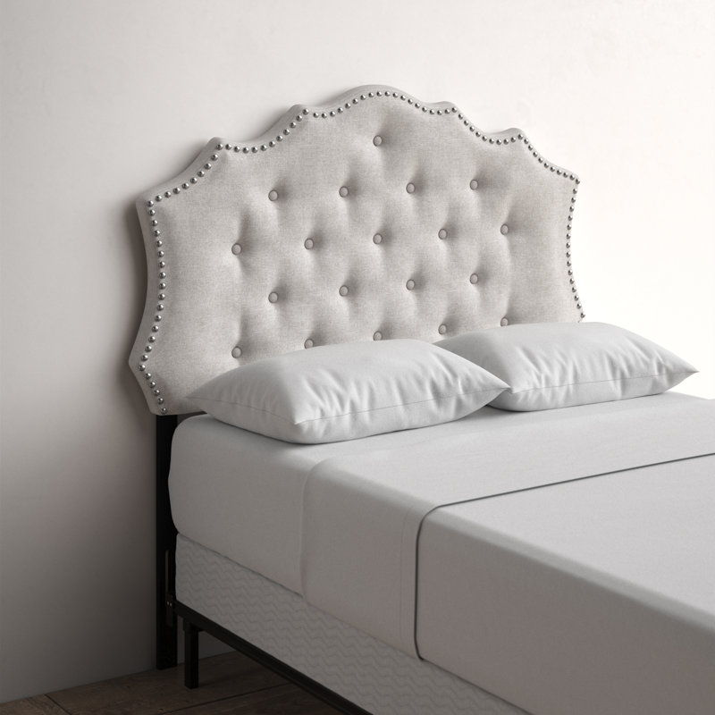 Amey Upholstered Headboard has a traditional portman style, 55.29'' H X 2.56'' D, Grayish Beige, Twin