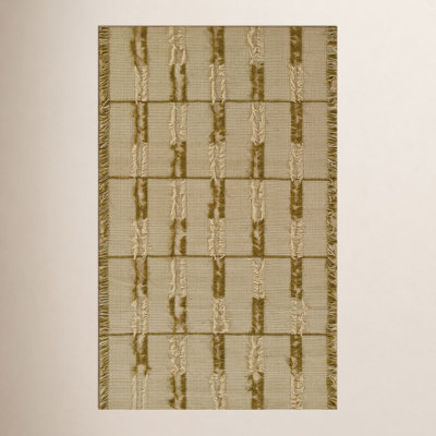 Ganya Green Hand-Woven Striped Wool Rug