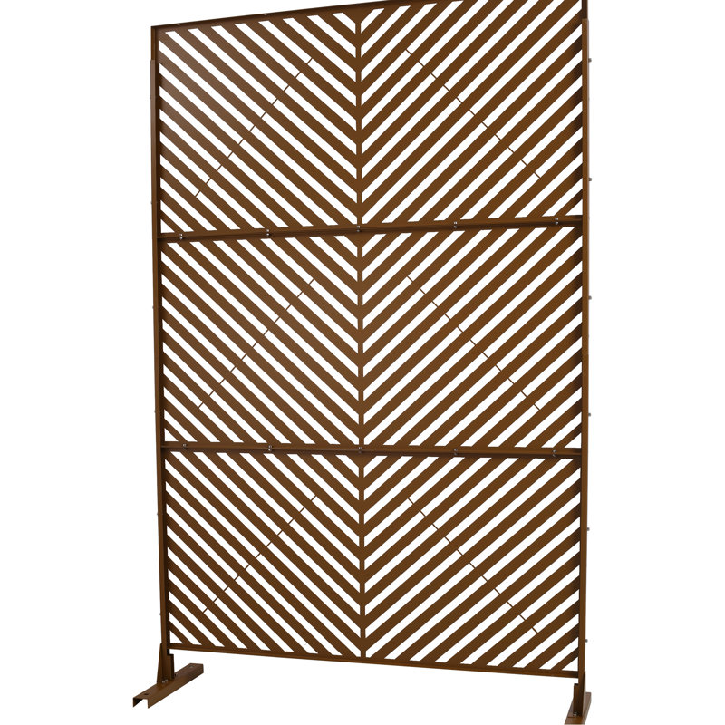 Écran d'intimité en métal 76 po H48 po - brun, autoportant, décoratif pour terrasse extérieure et intérieure, patio, balcon, pelouse, jardin Ps113 H 76 po