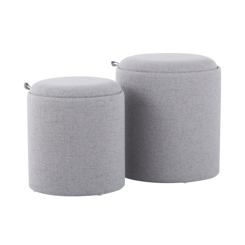 Ensemble de repose-pieds gigognes à plateau contemporain en tissu gris et bois naturel par Lumisource
