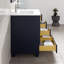 Loon 30 po Meuble-lavabo simple bleu avec comptoir en quartz de Carrare et lavabo encastré en porcelaine-830795533