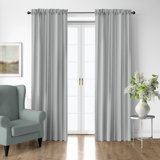 Walker Ticking Stripe Sage Cotton Rod Pocket Drapery Panel Set of 2