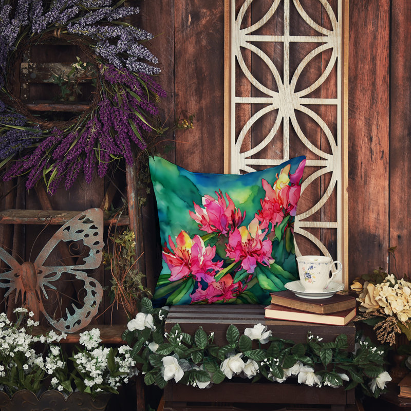 Coussin West Virginia Rhododendrons in Watercolor, Carré 14 po