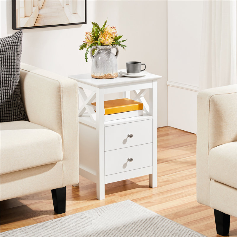 40cm W Bedside Table, White