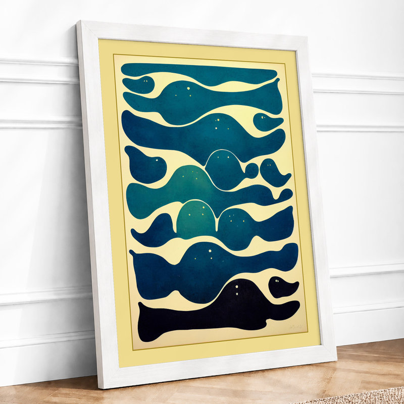 Whales in Water Coastal 1 Piece Single Picture Frame Wall Art, A4 - 29.7 x 21.0 cm, White