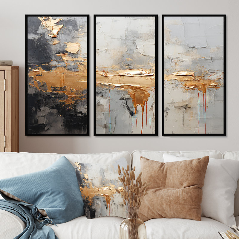 Wentworth - Ensemble d'art mural abstrait, Cadre flottant noir, H 40 po x l 60 po x P 1 po