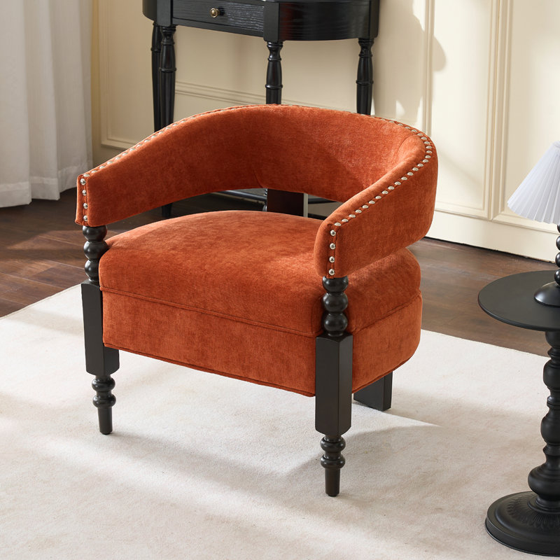 Barrel Upholstered Armchair, Orange