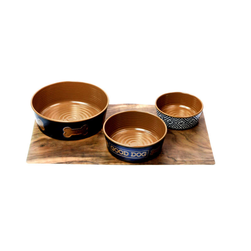 Colbie Anti-Skid Pet Bowl, Blue/Brown