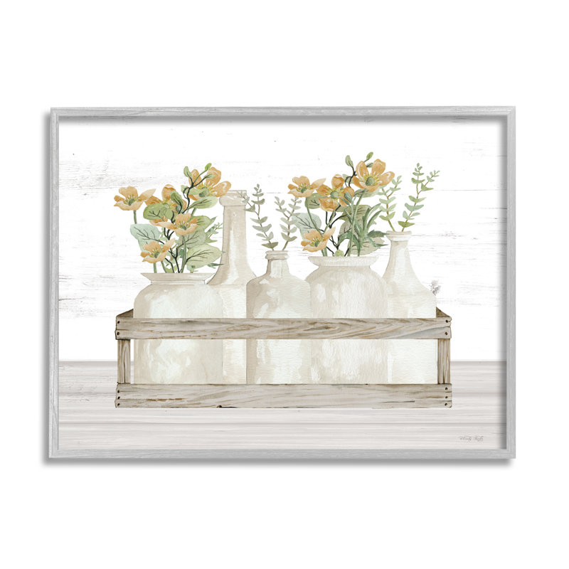 Bb-186-Bocaux rustiques encadrés sur bois par Cindy Jacobs, Estampe numérique Farmhouse, H 11 po x l 14 po x P 1,5 po