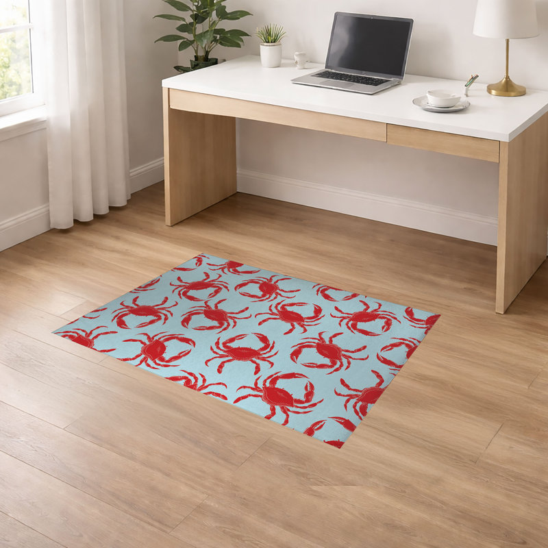 Tapis de bureau léger antidérapant Crabby, Bleu, L 84 po x P 60 po