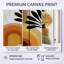 Orange, noir, bohémien, minimaliste, géométrique, botanique, abstrait, art bohème, ensemble de 3 encadrés-129076008-129076011
