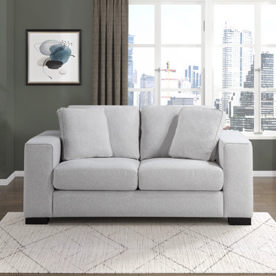 Causeuse en tissu texturé avec sièges confortables de 67,5 po Waltraud. Couvertures amovibles avec fermetures à glissière pour un entretien facile 