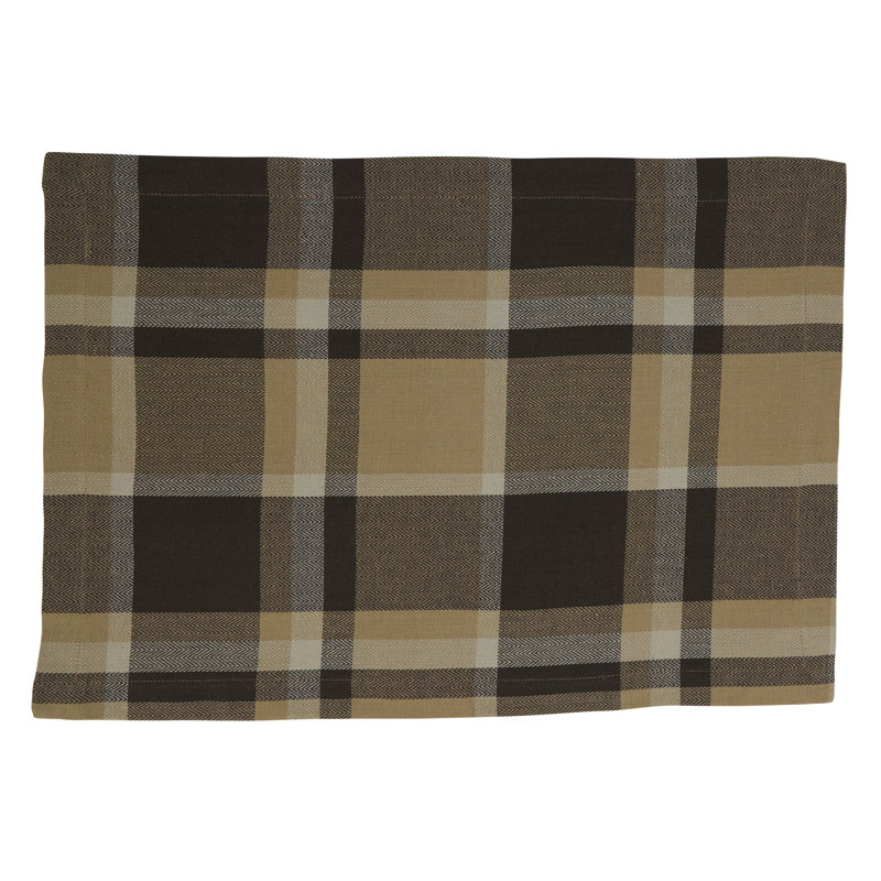 Marron Brown and Beige Cotton Plaid Rectangle Placemats Set