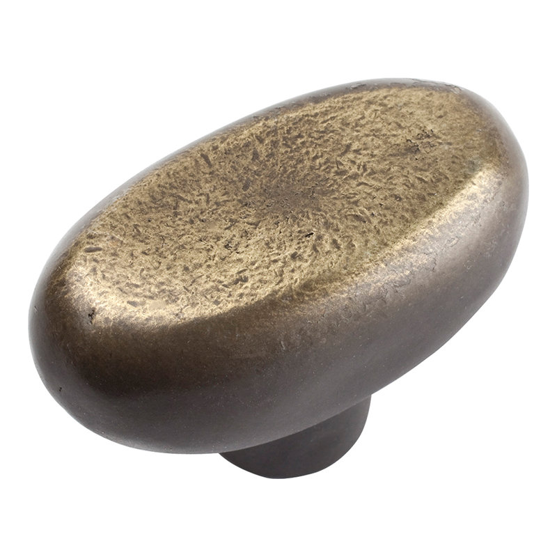 Distressed 1 11/16" Length Oval Knob, Antique Bronze