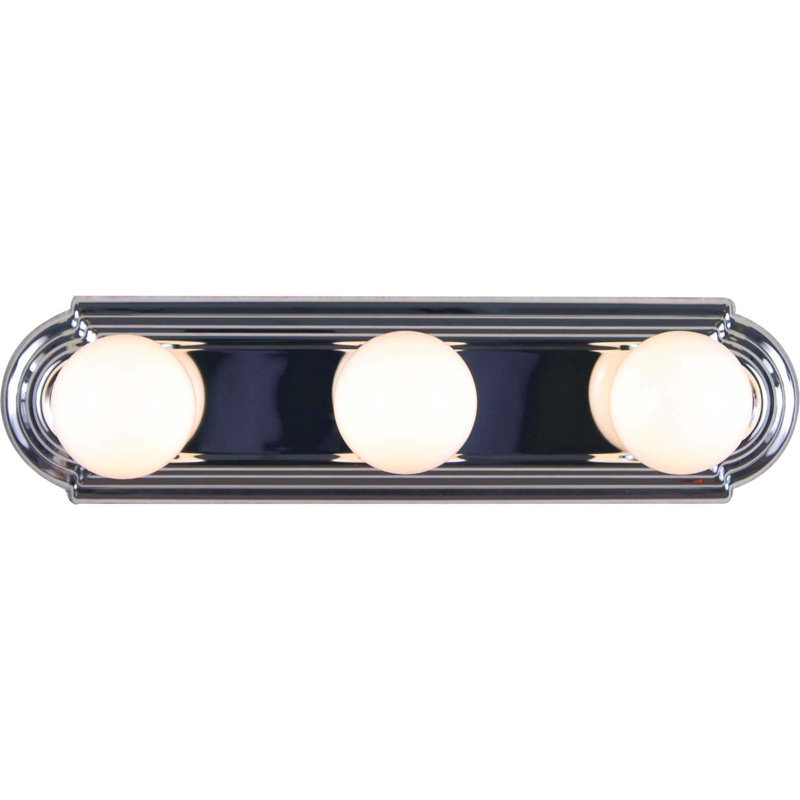 3-Light Indoor 18"W Chrome Wall Mount Vanity Light Bath Bar, Chrome