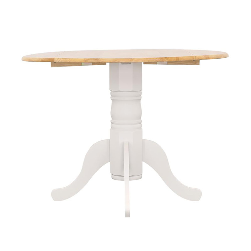 Versatile Drop Leaf Table With Stylish Pedestal Base And Ornamental Legs For Intimate Dining And Space Adaptability.