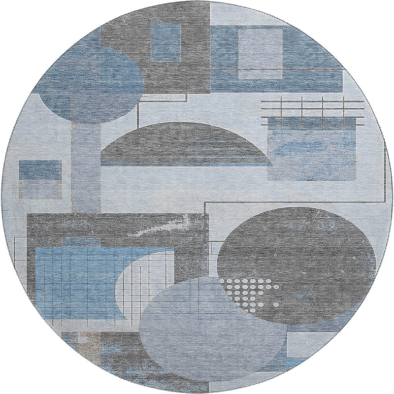 Premium Machine Washable Mehara AMF1695 Geometric Rug, Round 8'